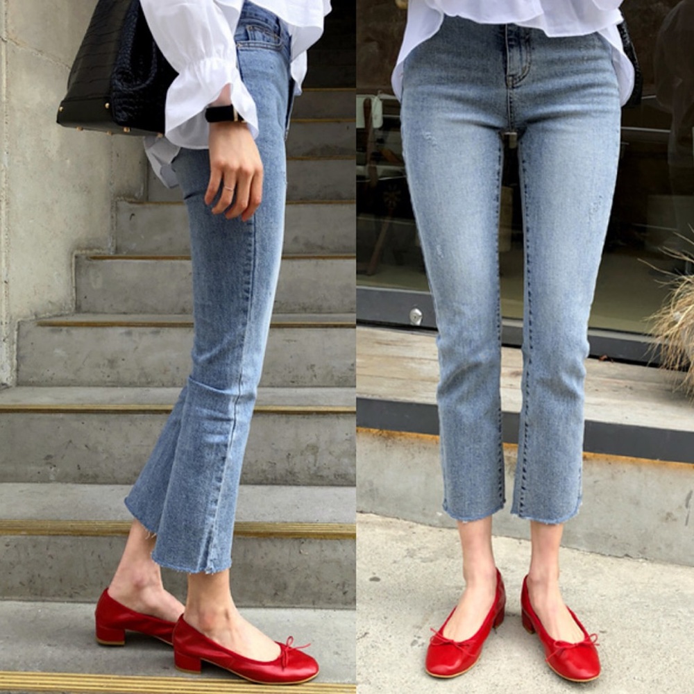 Imvely Semi Flare Cropped Jeans Size S